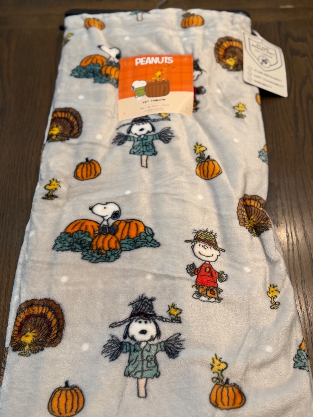 NWT Peanuts Snoopy Thanksgiving Fall Pet Throw Blanket 60x70 Berkshire